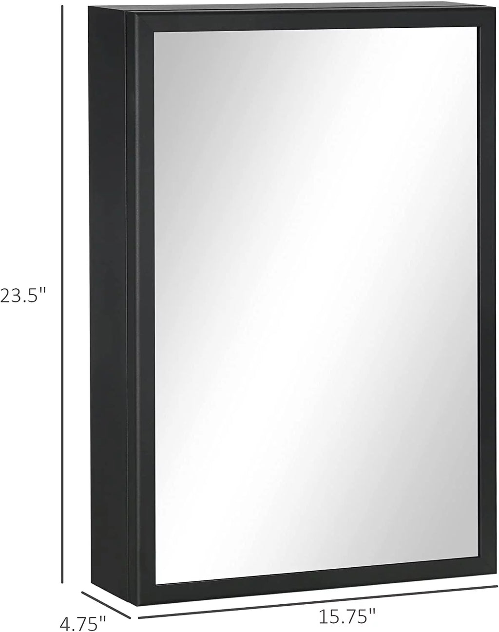 Wall-Mounted Medicine Cabinet with Mirror, Stainless Steel Bathroom Mirror Cabinet Wall Mounted with Storage Shelves for Living Room and Laundry Room, Black