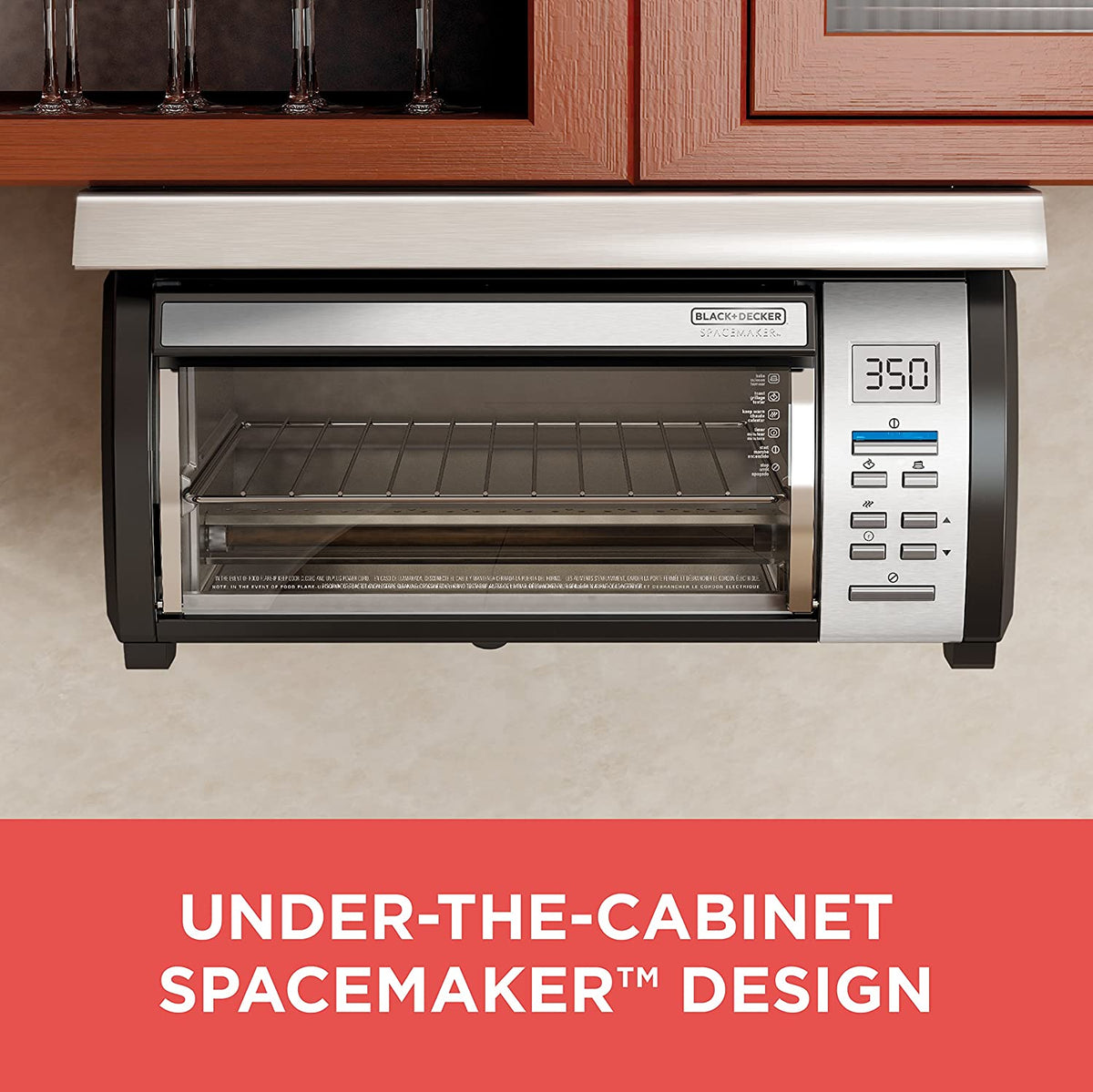BLACK+DECKER Spacemaker Under-Counter Toaster Oven, Black/Stainless Steel, TROS1000D