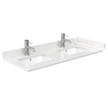 48x22 Double Countertop - Light-Vein Carrara Cultured Marble with Undermount Square Sinks - Includes Backsplash and Sidesplash