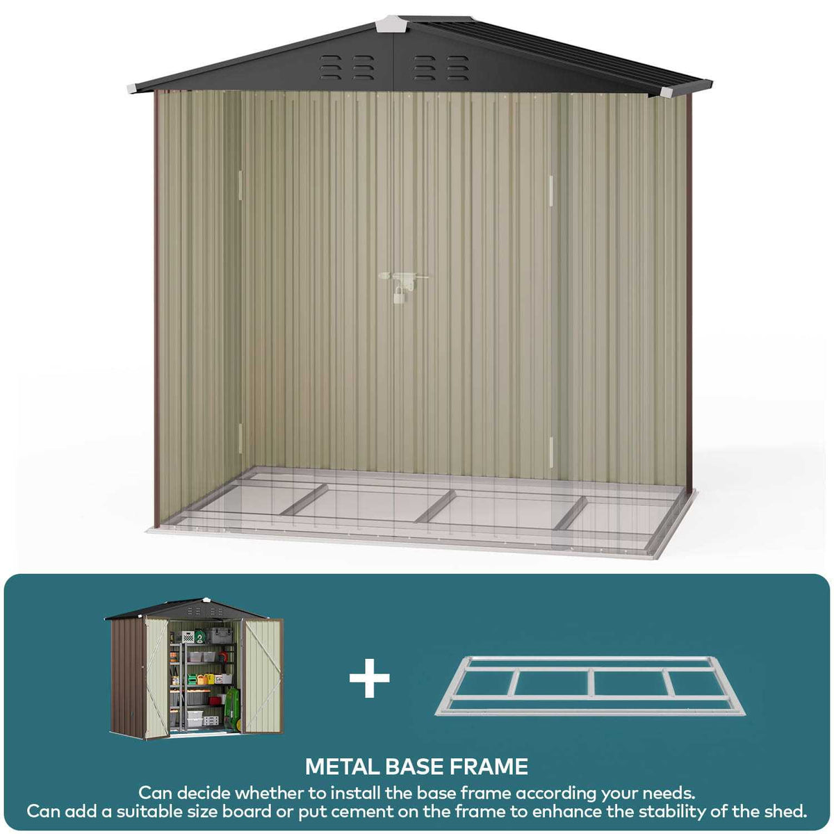 Lofka 6 x 4 FT Outdoor Shed for Storage Metal Garden Shed with Double Lockable Doors