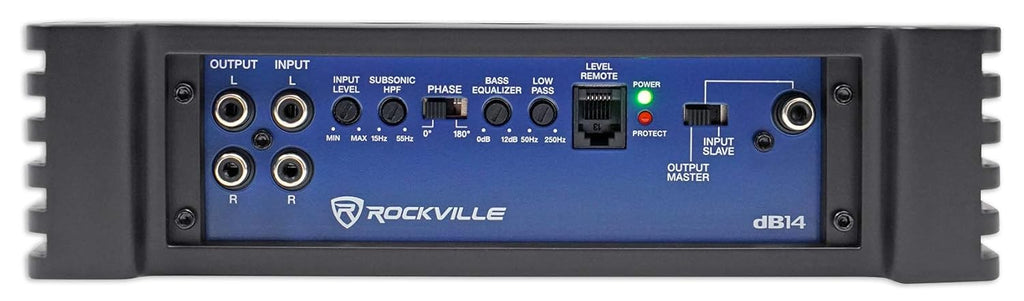 Rockville dB14 4000w Peak/1000w RMS Mono 2 Ohm Amplifier Car Audio Amp Bundle with Rockville RWK4CU 4 AWG Gauge 100% Copper Complete Amp Installation Wire Kit OFC