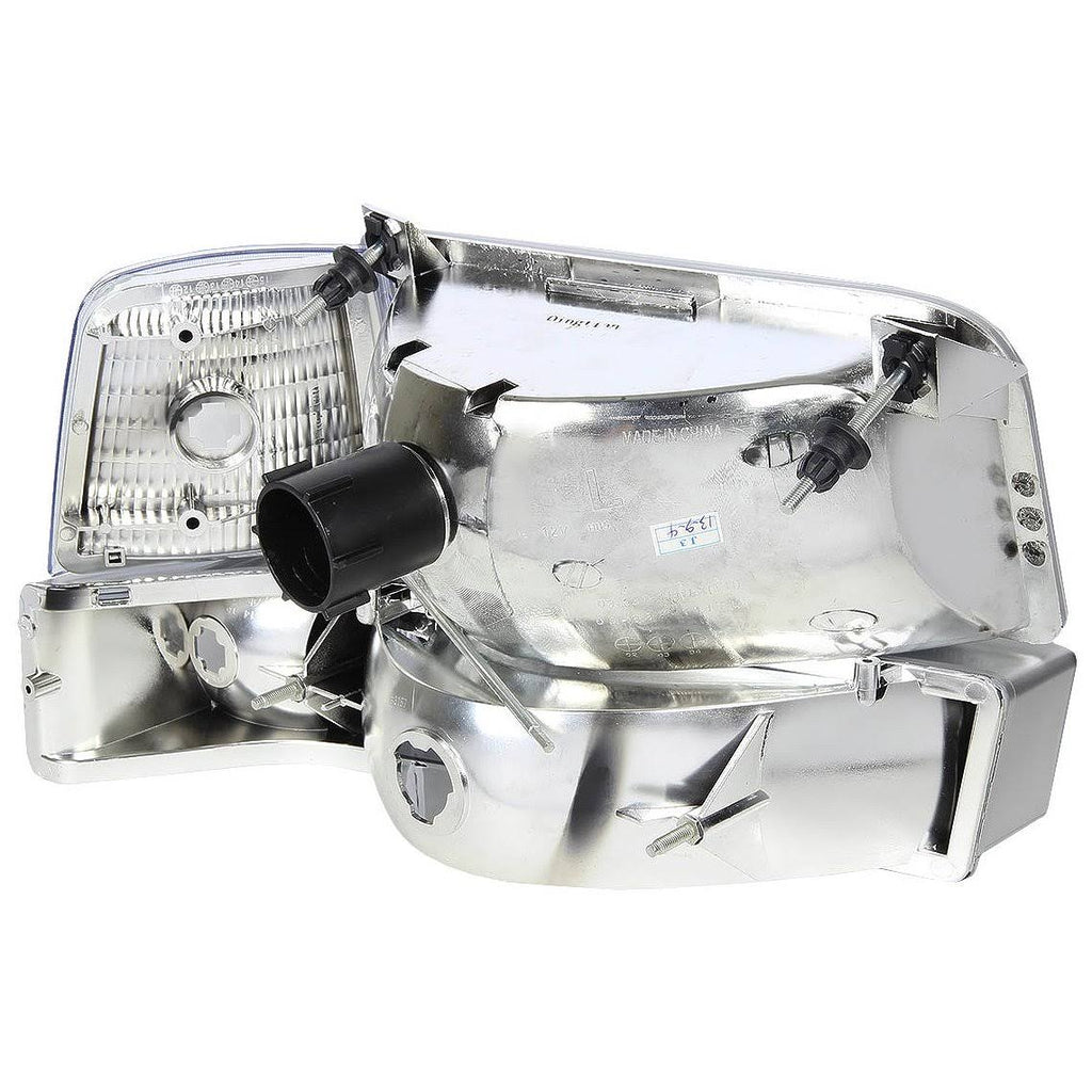 DNA Motoring for 92-96 Ford F150/F250/F350/Bronco 6pcs Headlight+Corner/Side Marker Lamps Chrome/Clear 5 Gen 93 94 95 Left+Right