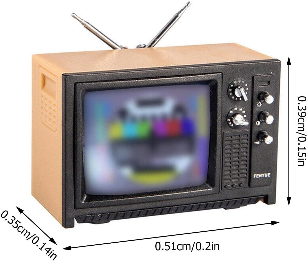 1:12 Doll House Vintage Old Style Miniature Television TV with Picture Doll House Room Decor Model Bedroom Toy Furniture Living Miniture Toy