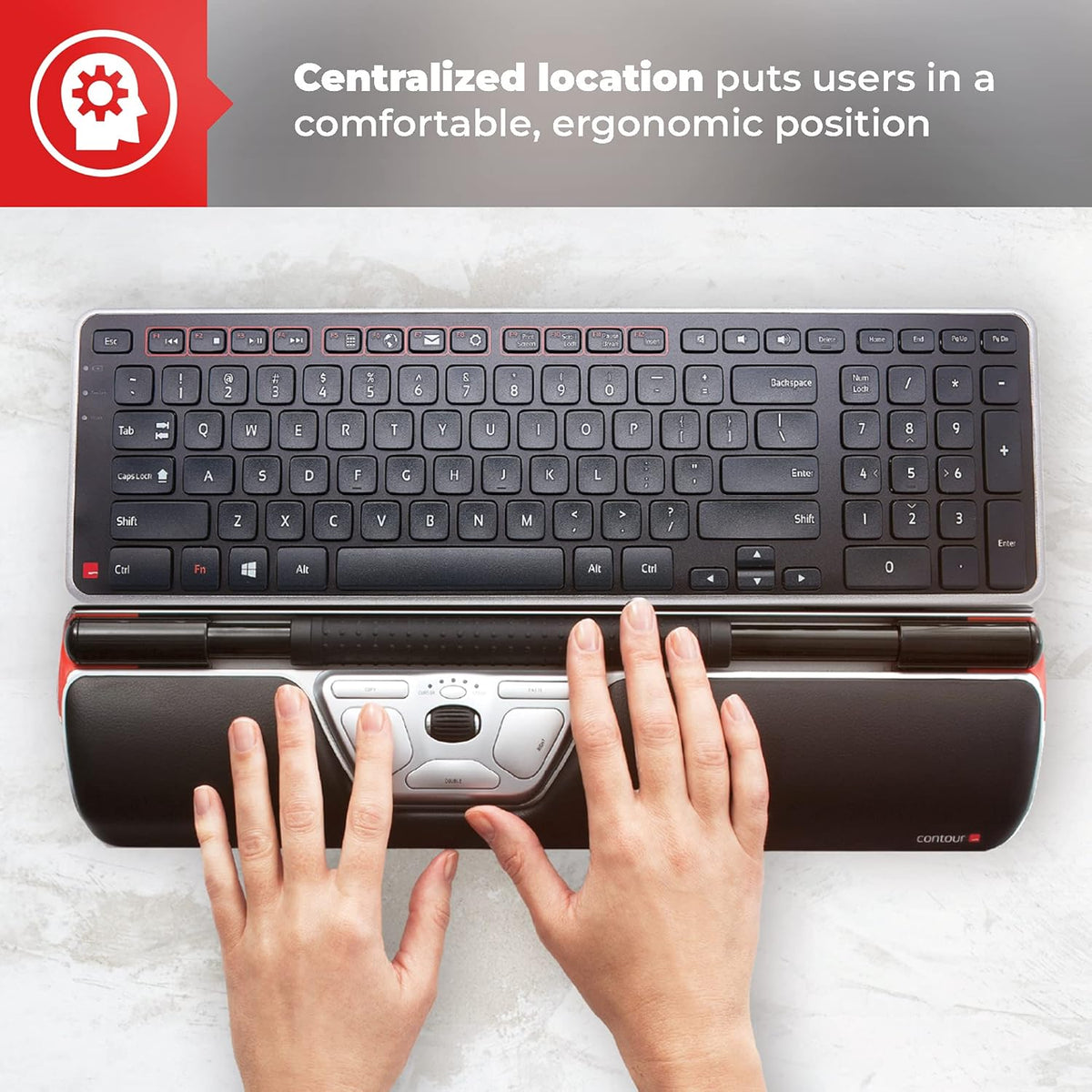 Contour Design RollerMouse Red Wireless - Wireless Ergonomic Mouse for Laptop and Desktop Computer Use - 2.4 GHz Ambidextrous Computer Mouse - Mac & PC Compatible