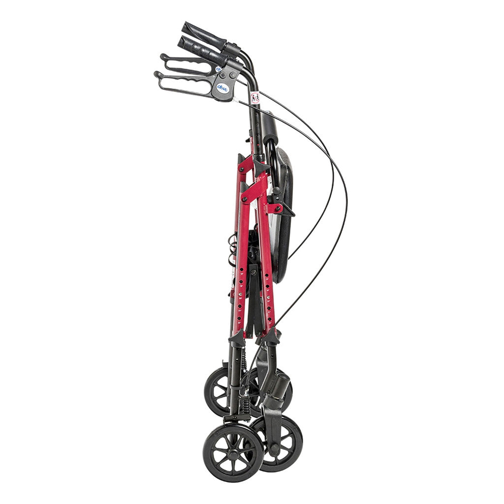 Drive Medical Adjustable Height Aluminum Frame Rollator with 6 Inch Casters, Red?? Last Day For Clearance