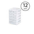 Sterilite Clearview Plastic Small 5 Drawer Desktop Storage Unit, White (12 Pack)