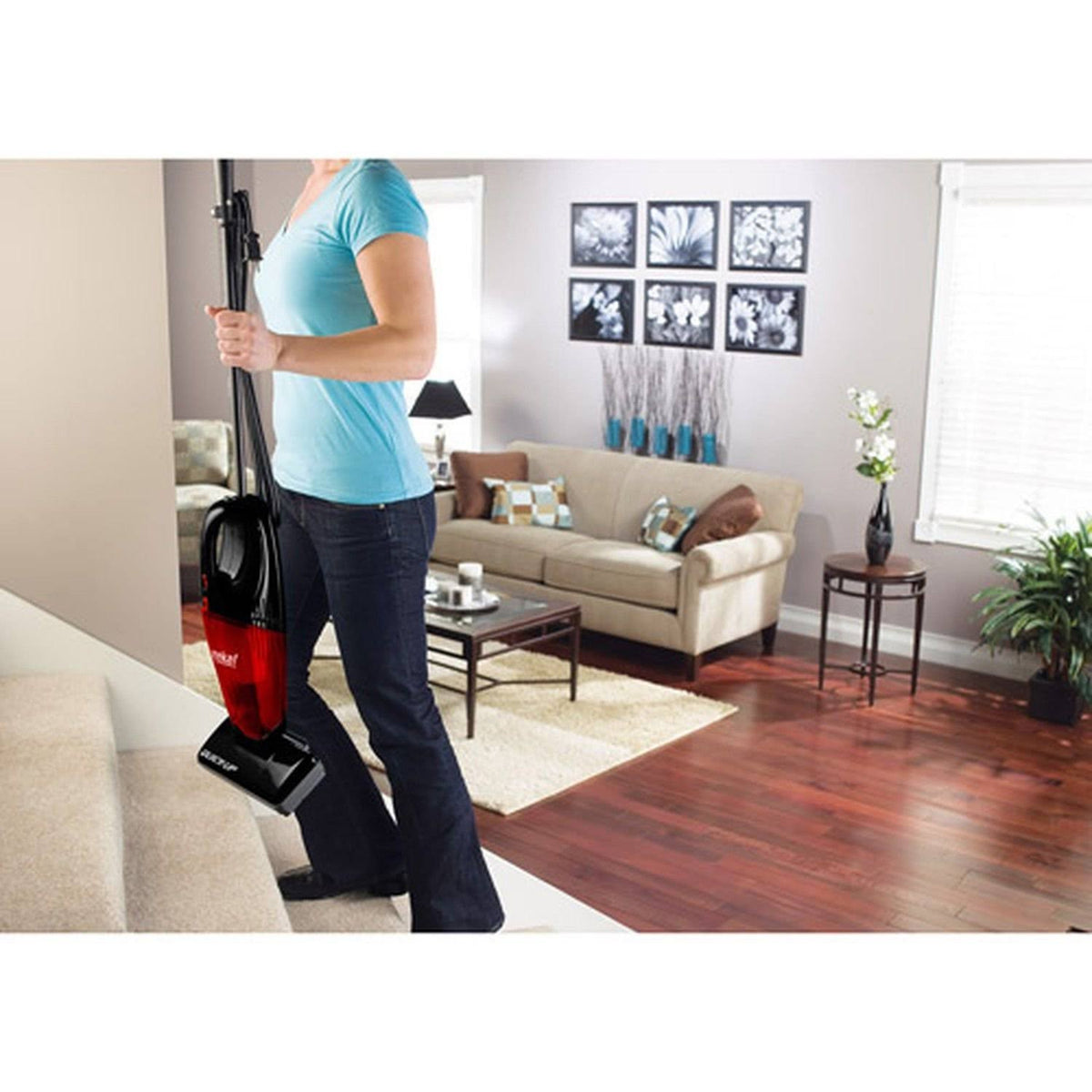 Eureka Quick Up 169H 2-in-1 Stick Vacuum - Bagless - Black/radiant Red