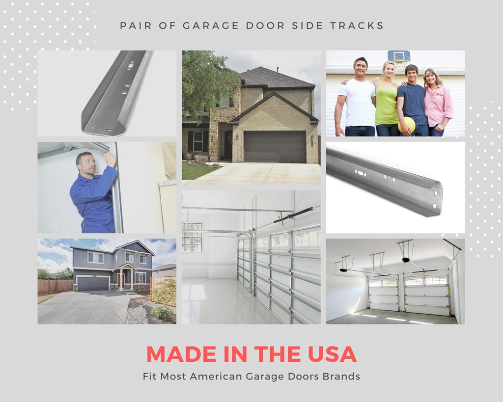 Garage Door Vertical Track Replacement ?C Set of Left and Right for 7 Foot Tall - Garage Door Rails Galvanized Steel Hardware Door Rails for Residential/Light Commercial Side Tracks for 2-inch Rollers