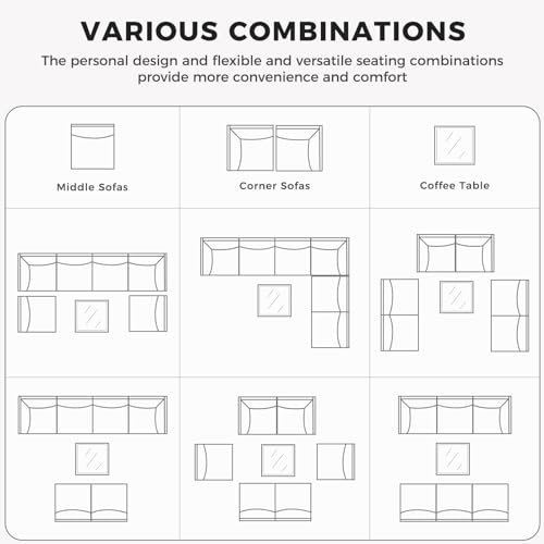 Grand patio 7-Piece Wicker Patio Furniture Set, Boho Outdoor Conversation Set Sectional Sofa with Water Resistant Thick Cushions and Coffee Table, Cream
