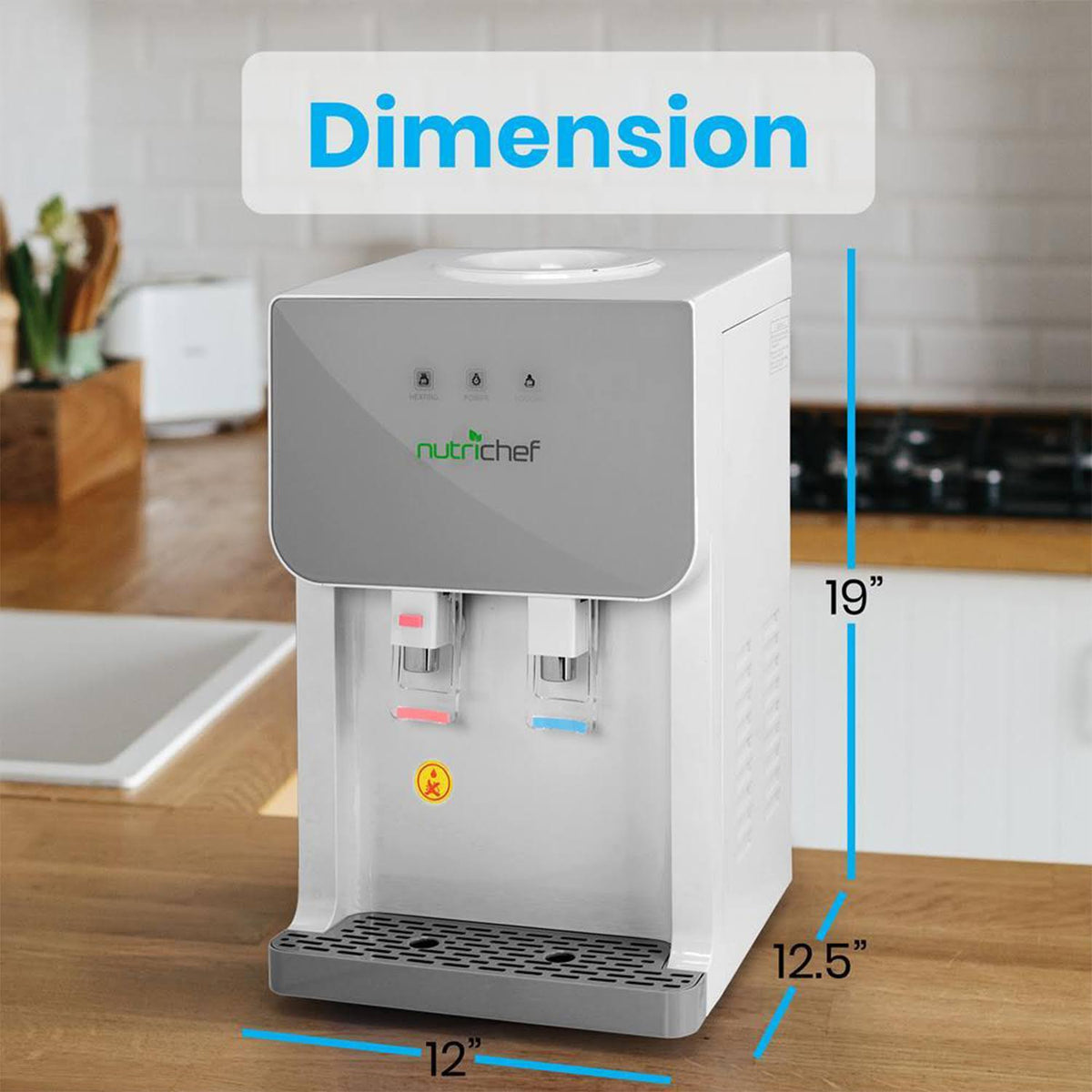 Nutrichef PKTWC36SL Universal Top Loading Hot and Cold Water Dispense