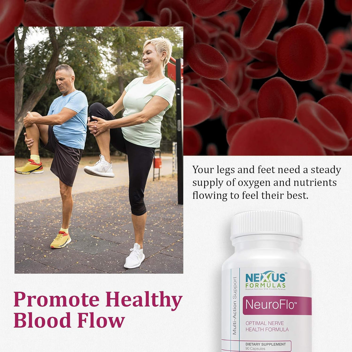 Nexus Formulas NeuroFlo Supplement - Circulation and Vein Support for Healthy Legs - Horse Chestnut Formula for Nerve Function, Numbness, Tingling