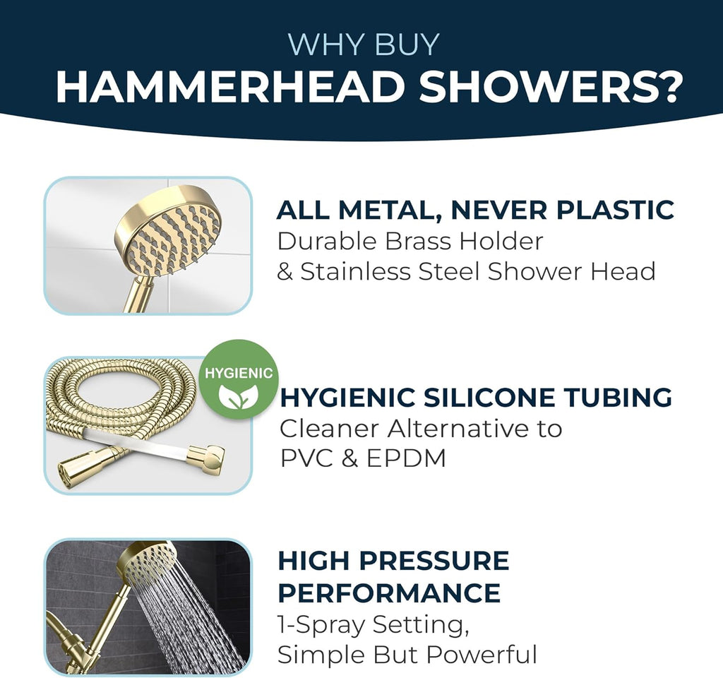 HammerHead Showers? Solid Metal LOW FLOW Handheld Shower Head with Hose and Brass Holder - OIL RUBBED BRONZE ?C Water Saving 1.75 GPM Detachable Shower Head - Adjustable Shower Wand Bracket & 6ft Hose