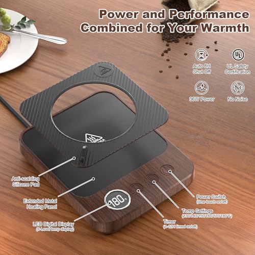 Coffee Mug Warmer & Mug Set for Desk, Electric Coffee Cup Warmer with 16oz Heated Mug, Smart Coffee Heater with Auto Shut Off for Office/Home, Christmas/Birthday/Coffee Gifts for Men & Women,Black