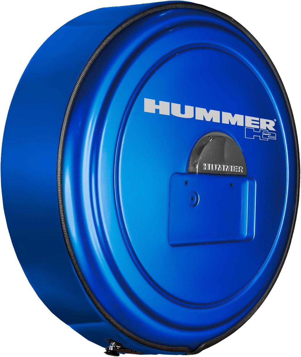 Boomerang Hummer H2 (05-10) - Color Matched MasterSeries Hard Tire Cover - (Color Matched Plastic Face & Stainless Steel Ring) - Hummer H2 Logo - Pewter Metallic