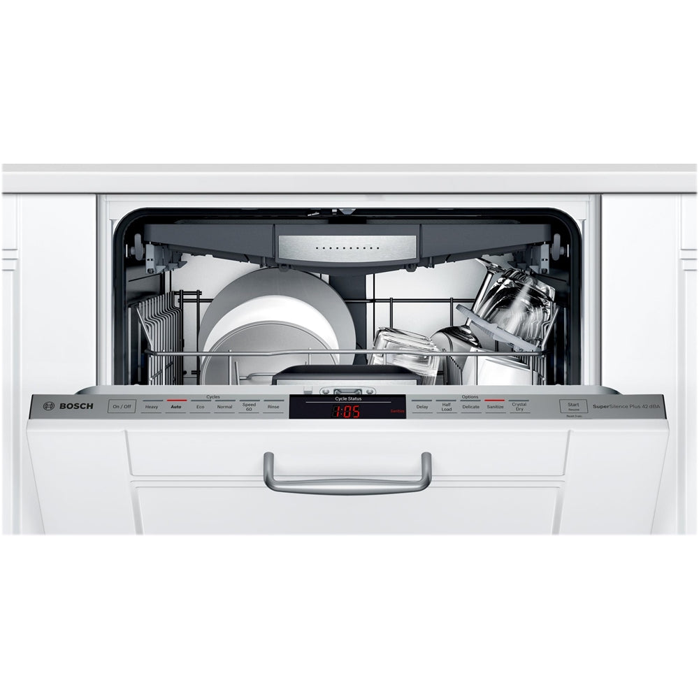 Bosch - 800 Series 24 Top Control Built-In Dishwasher with CrystalDry, Stainless Steel Tub, 3rd Rack, 42 dBa - Custom Panel Ready