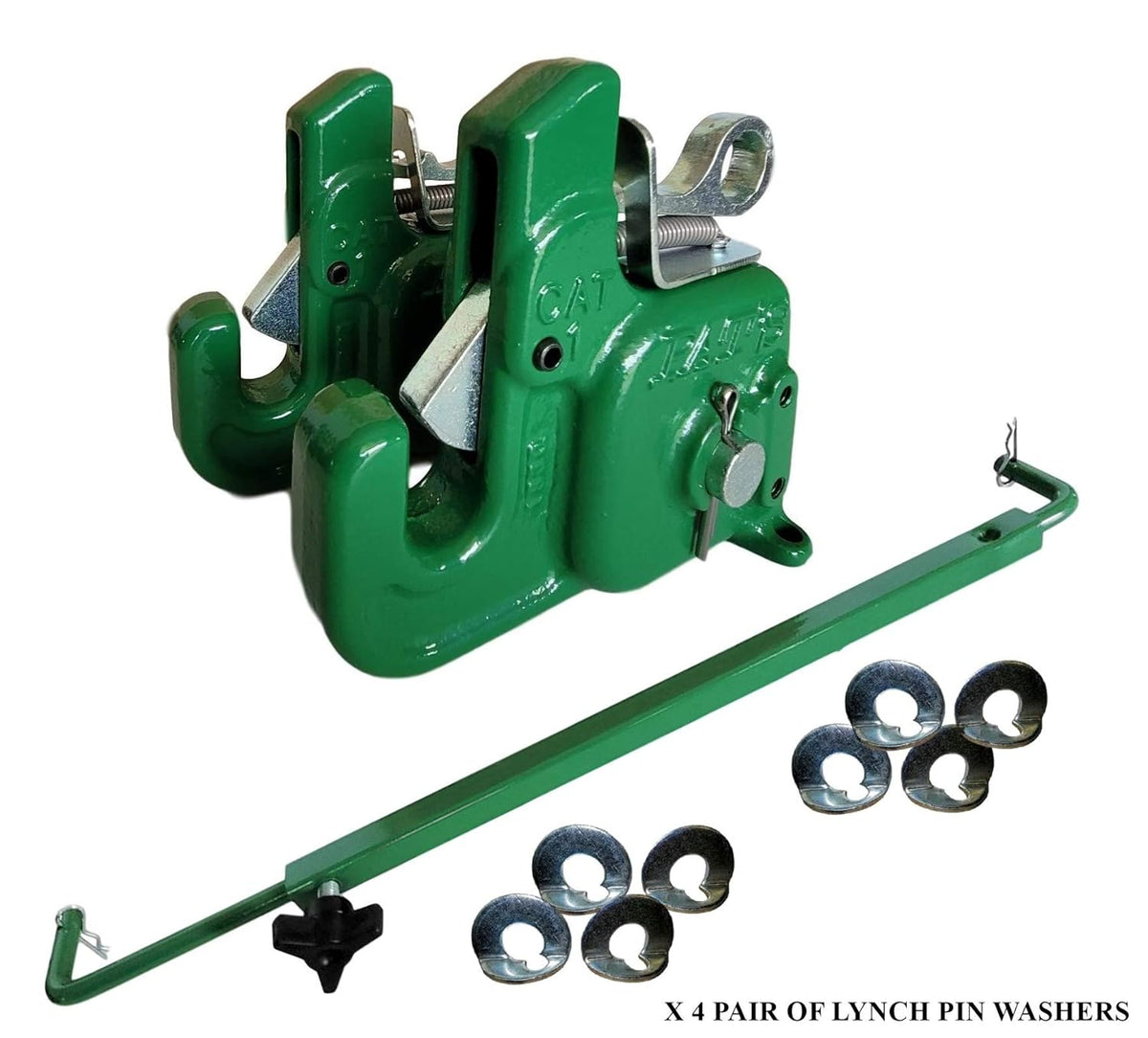 Pat's Easy Change with Stabilizer Bar - Best Quick Hitch System On The Market ?C Flexible, Durable and Affordable (CAT #1 Green)