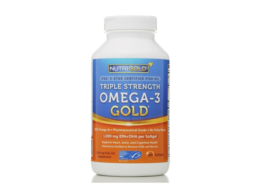 NutriGold Triple Strength Omega-3 Fish Oil 180 Softgels