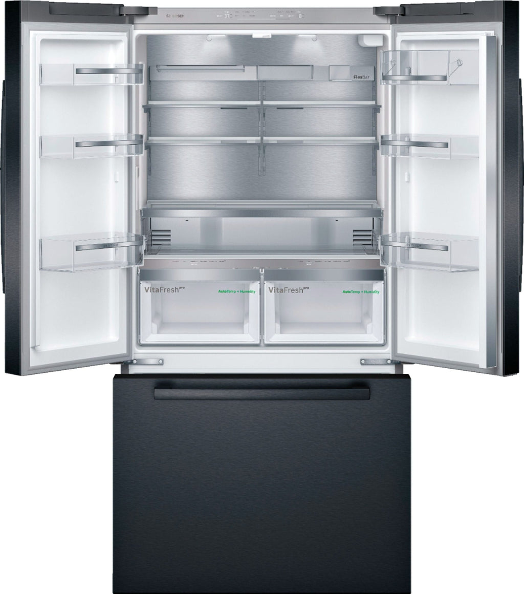 Bosch - 800 Series 21 Cu. Ft. French Door Counter-Depth Smart Refrigerator - Black stainless steel