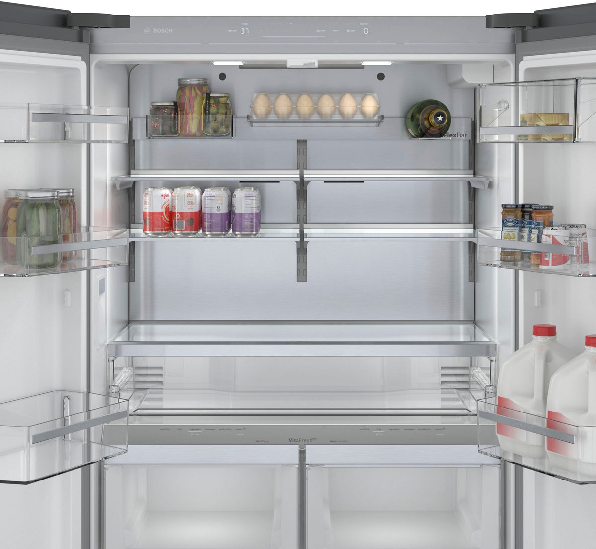Bosch - 800 Series 21 Cu. Ft. French Door Counter-Depth Smart Refrigerator - Black stainless steel