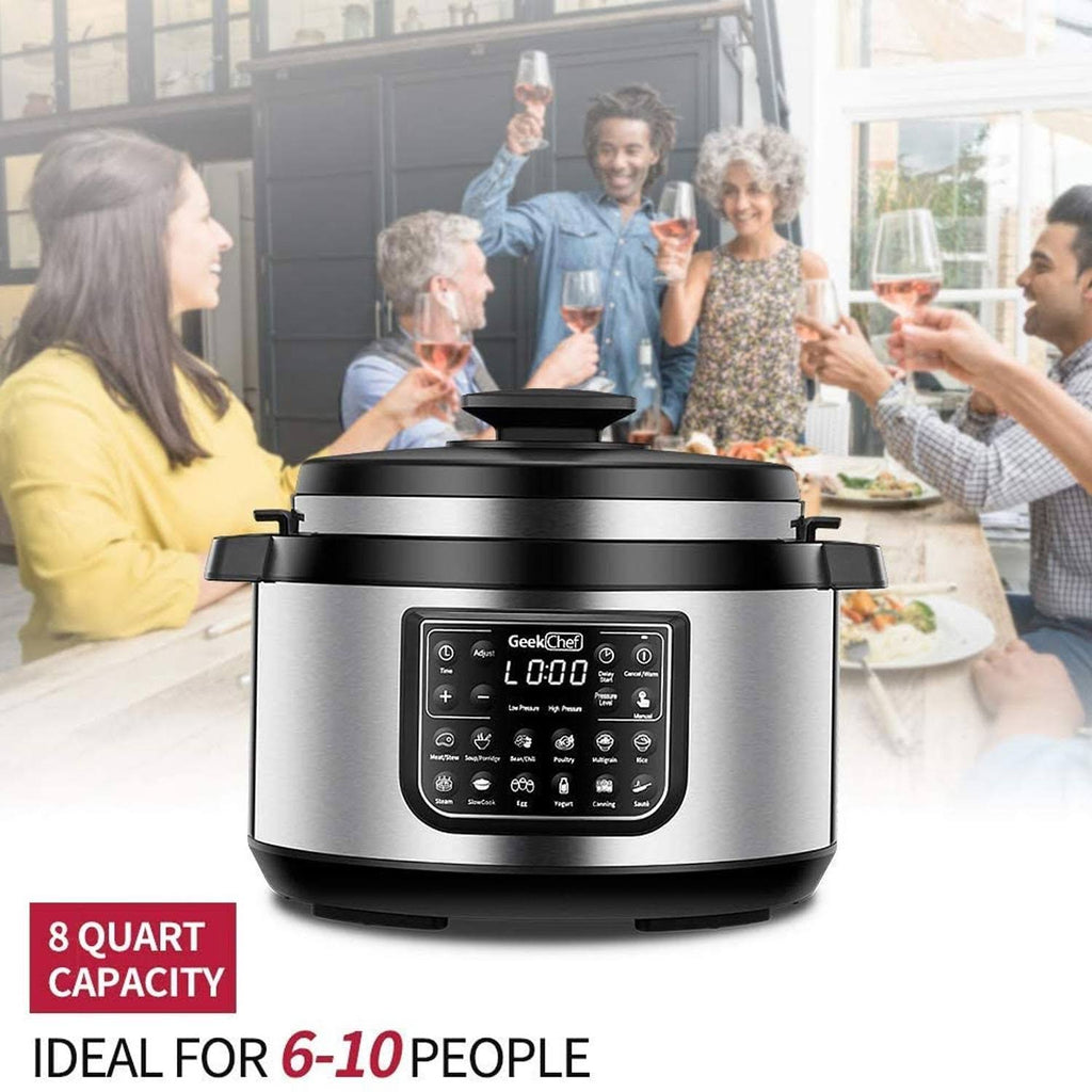 Geek Chef 12 in 1 Electric 8 Quart Oval Pressure Cooker Pot with LCD