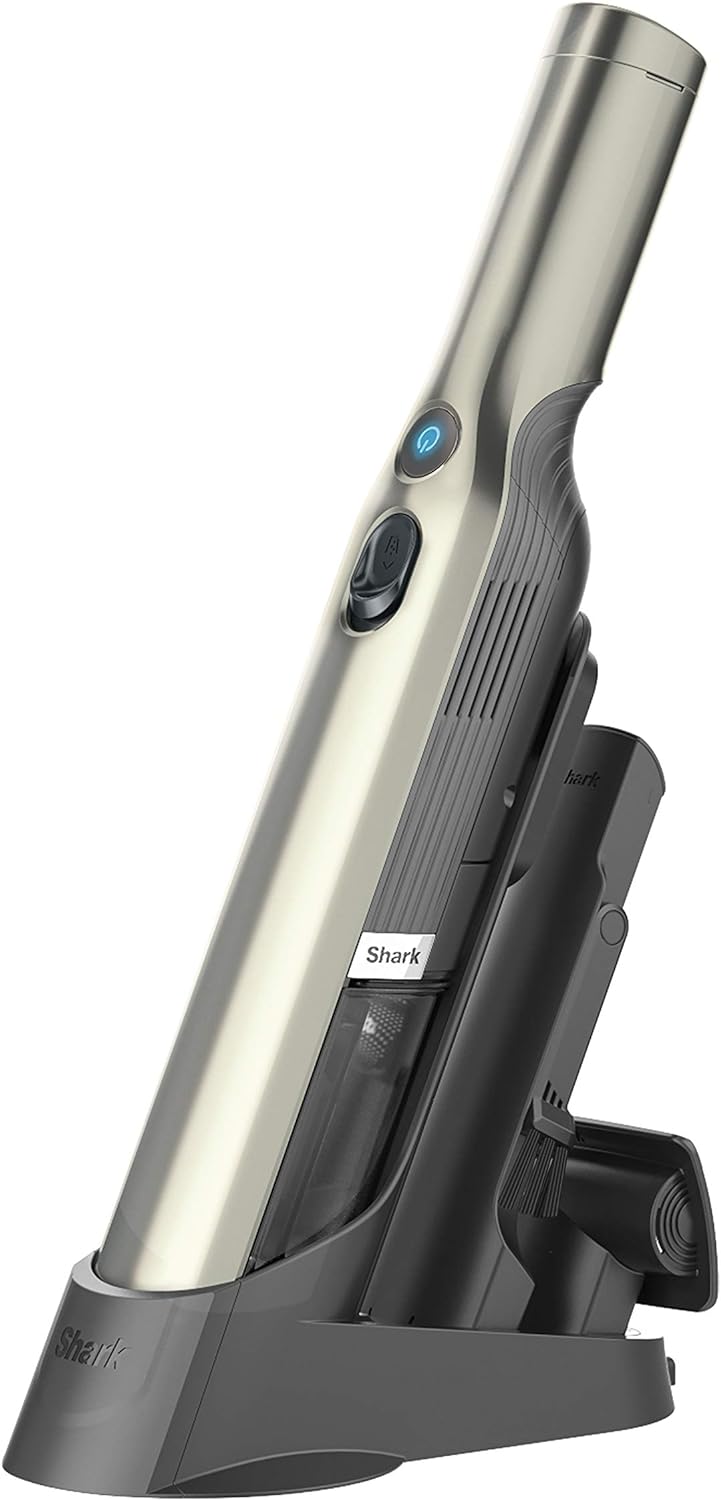 Shark WV201 WANDVAC Handheld Vacuum, Lightweight at 1.4 Pounds with Powerful Suction, Charging Dock, Single Touch Empty and Detachable Dust Cup