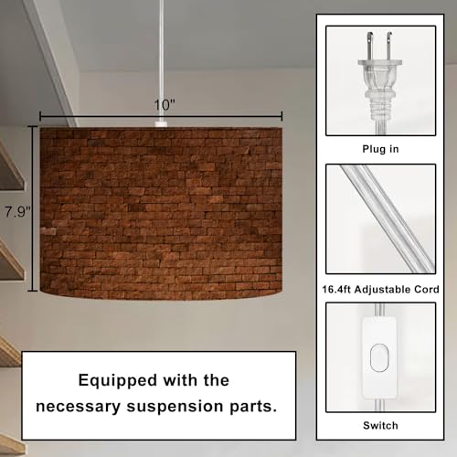 Plug in Pendant Light derelict couch Hanging Lamp with Plug in Clear Cord Linen Lampshade Dimmable Switch for Bedroom Living Room Light Fixtures