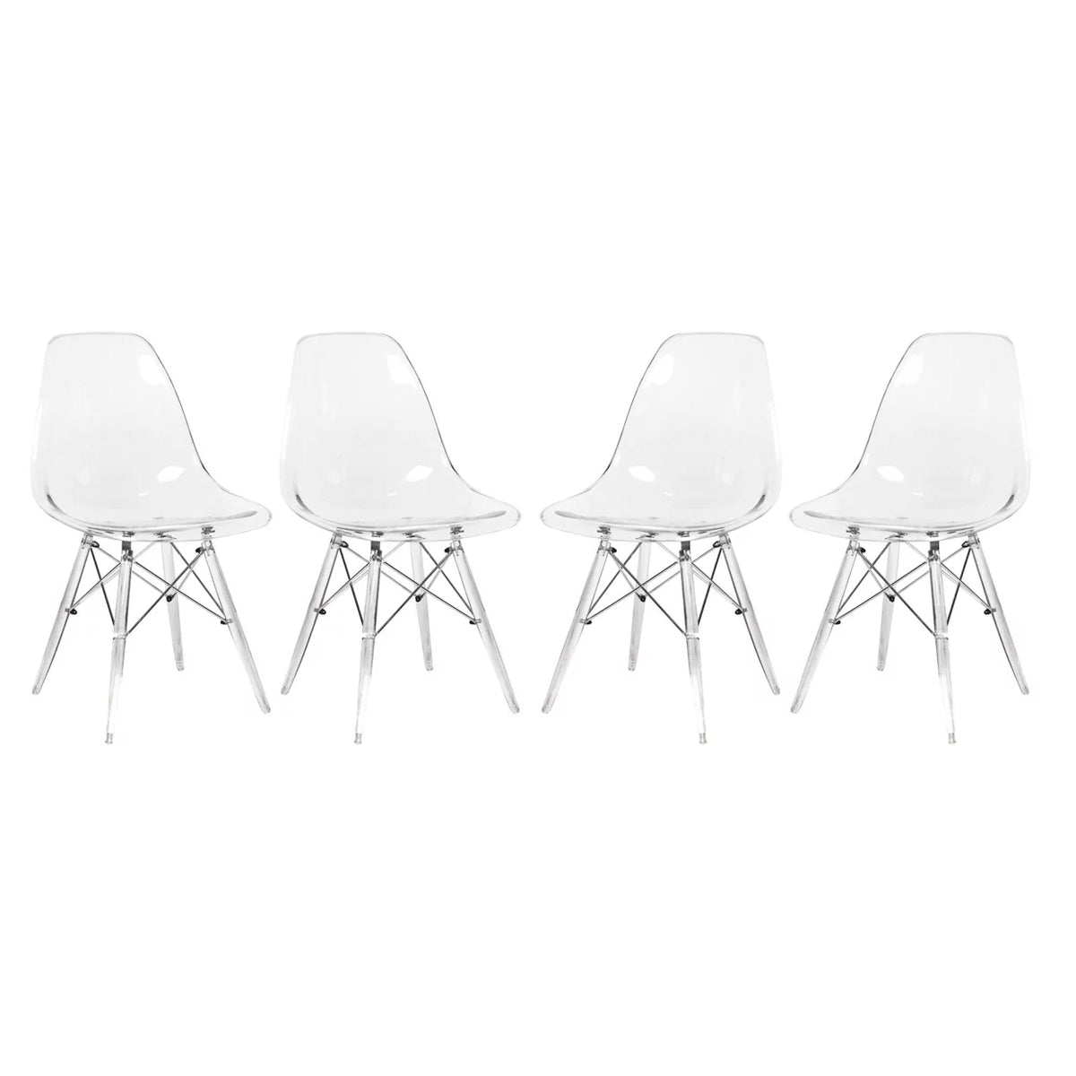 Dover Molded Side Chair with Acrylic Base, Set of 4 - Clear