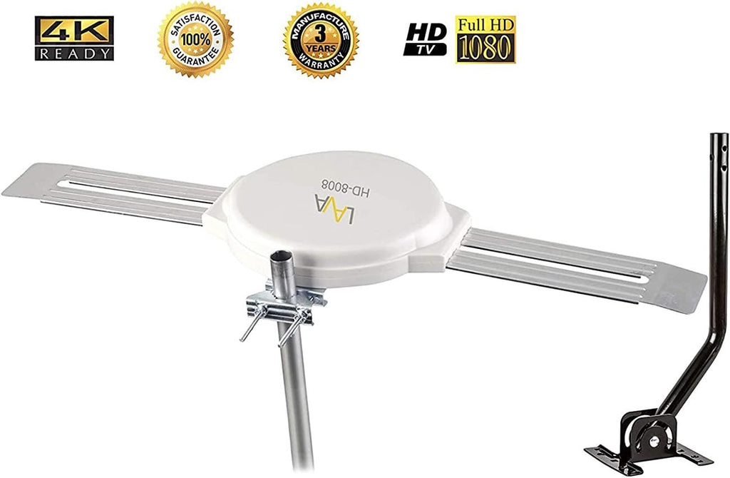 Lava Omnipro HD-8008 Omni-Directional HDTV Antenna 360 Degree - Attic or Roof Mount TV Antenna with Mounting Pole for Clear Reception, 4K 1080P