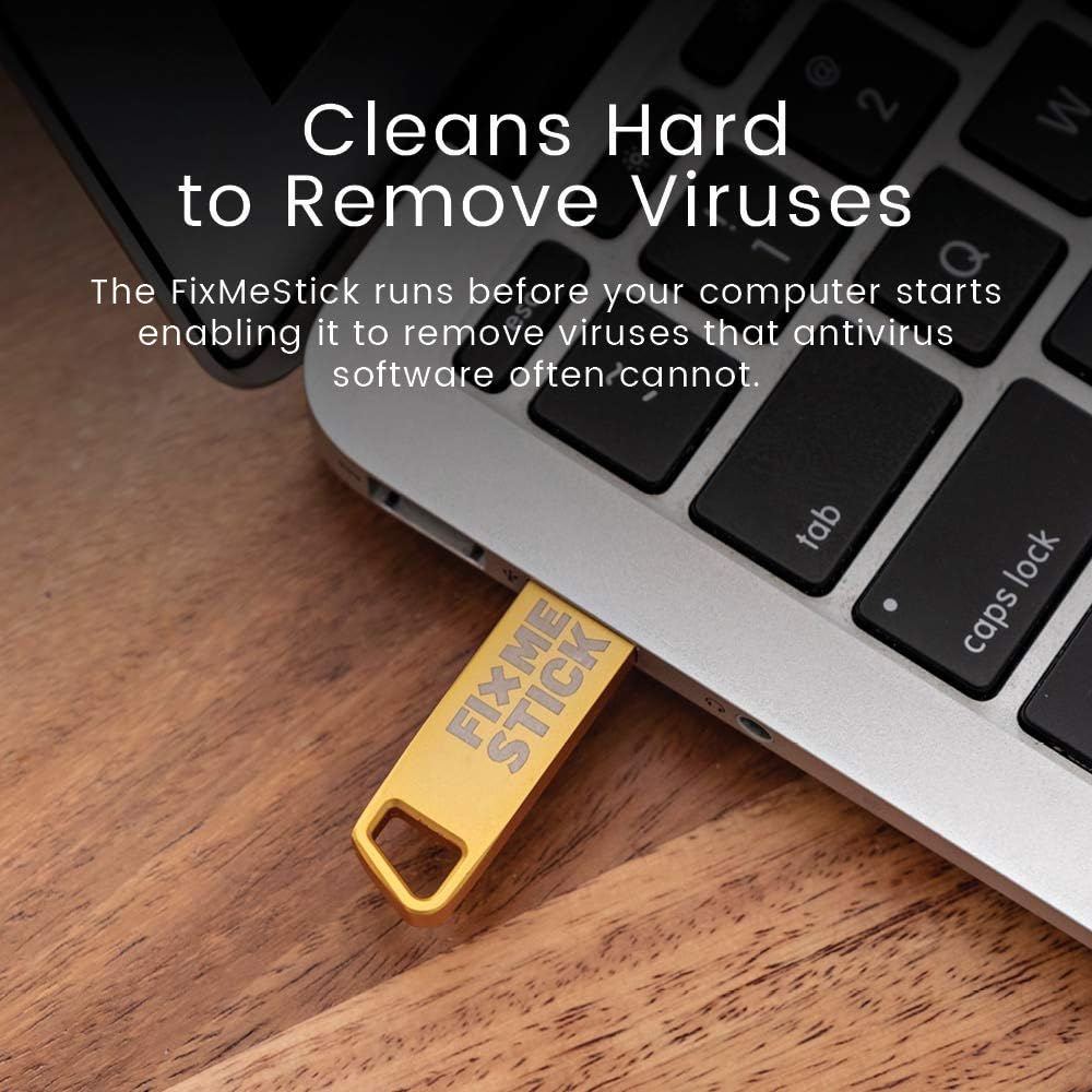 FixMeStick Gold Computer Virus Removal Stick for Windows PCs - Unlimited Use on Up to 3 Laptops or Desktops for 1 Year - Works with Your Antivirus