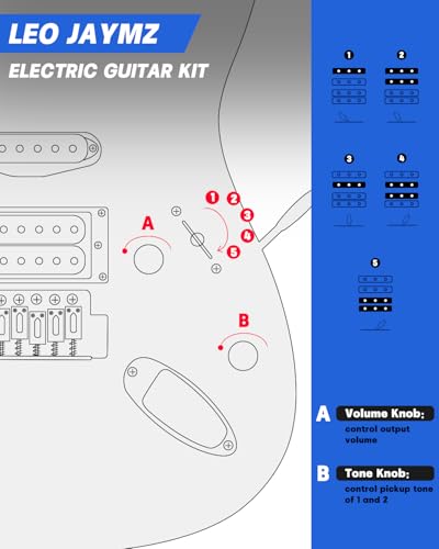 Leo Jaymz 39 Full Size ST Style Electric Guitar Starter Kit with SSH Pickup, 5W Portable Amp, Tuner, Gig Bag, Strap & Accessories (Violet Ocean)