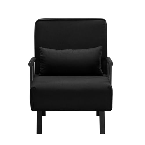 3 in 1 Sleeper Sofa Bed, Futon Sofa Bed for Living Room with Side Pocket, Black Sleepers Sofa Couch with Pullout Bed, Convertible Love Seat Sleepers Bed for Living Room, Bedroom, Small Space