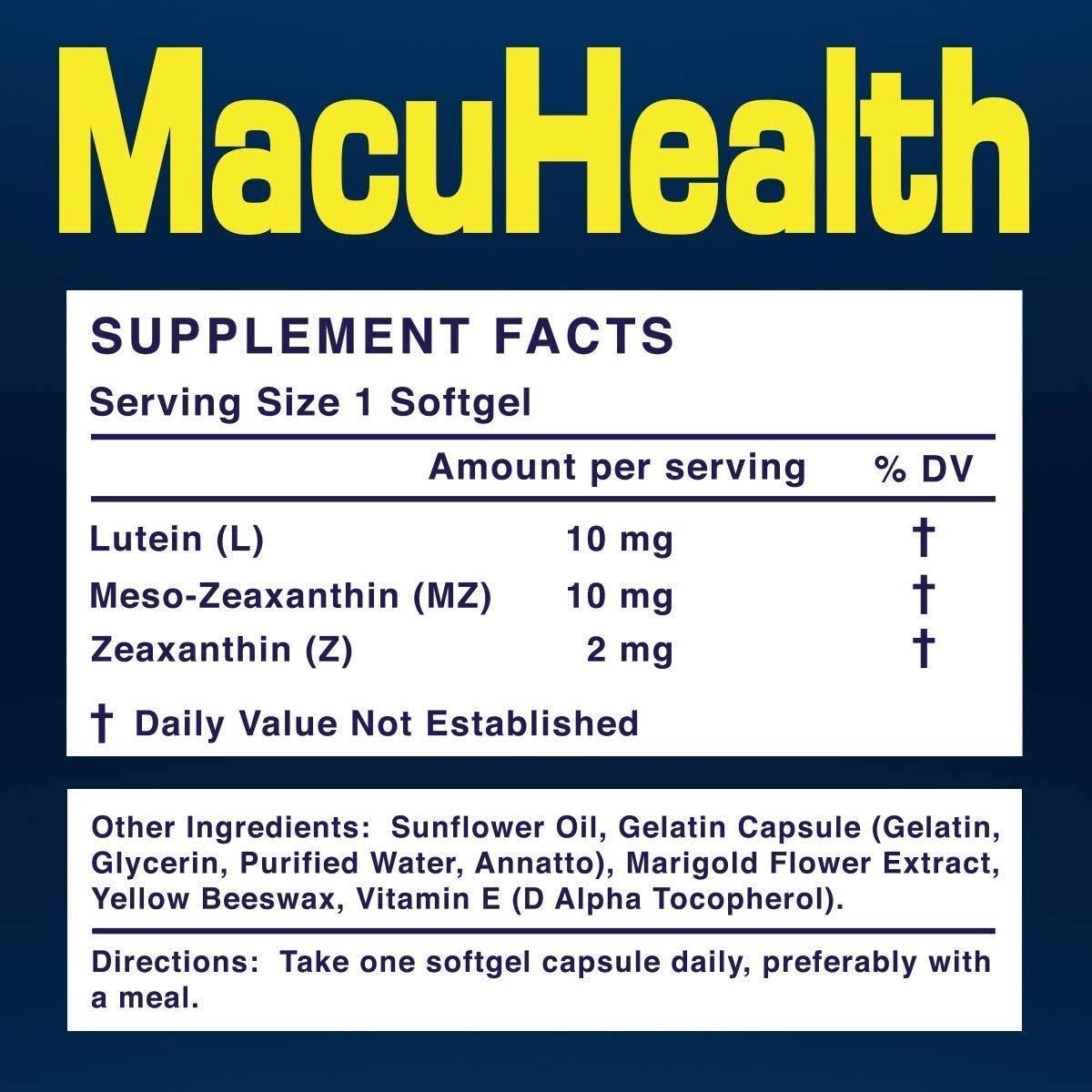 Macuhealth with LMZ3 Vitamins 90 Capsules Soft Gels