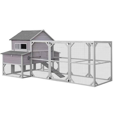Aivituvin Large Chicken Coops for 15 - 20 Chickens, 3-Section Nest Box, 146 in, Size: 146(Large) x69(W) x67(H), Gray