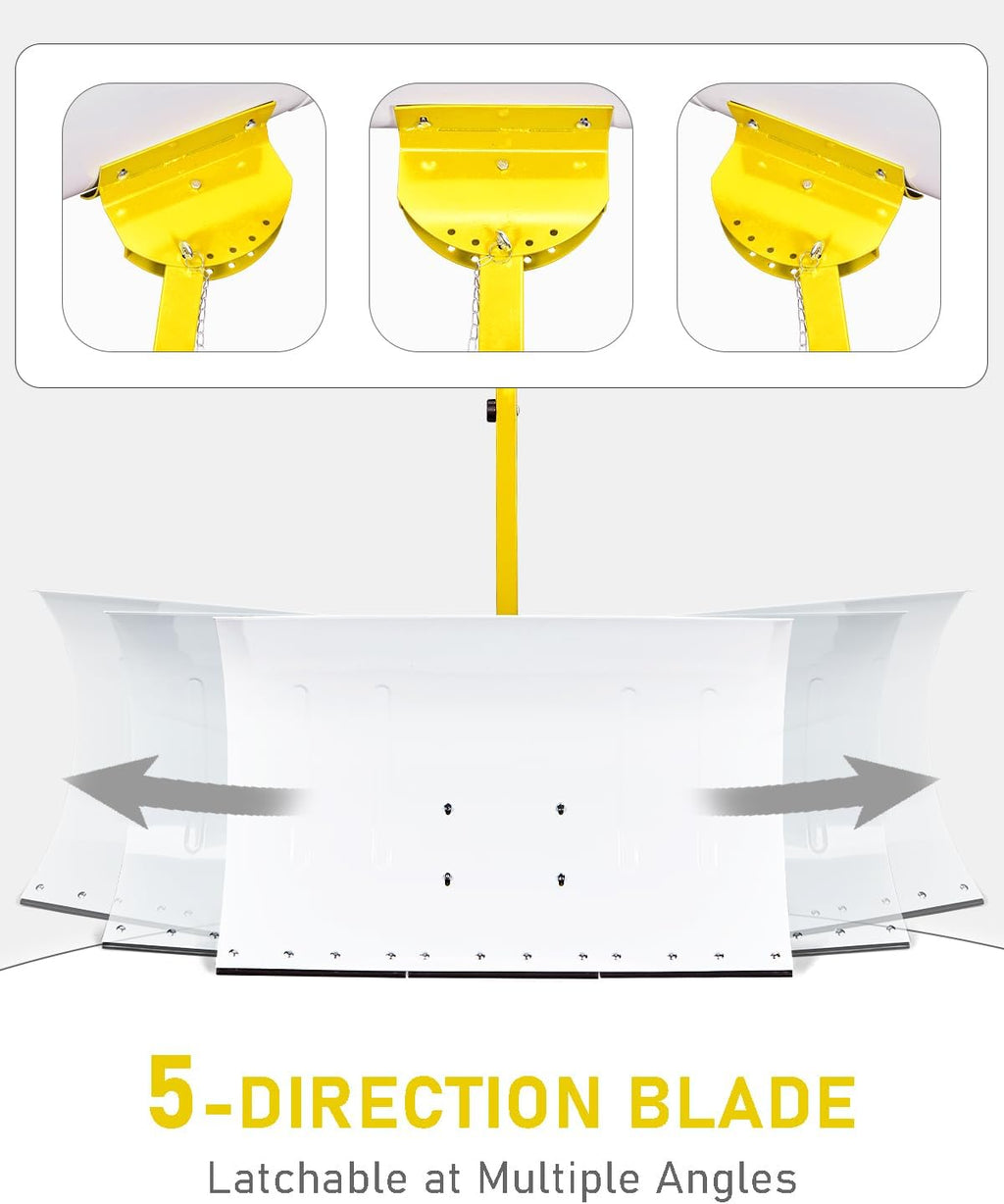 Outvita Snow Shovel with Wheels, 29 Wide 18 Long Snow Plow Shovel Angle & Height Adjustable Padded Handle Efficient Snow Clean Tool for Driveway or Pavement (Yellow)