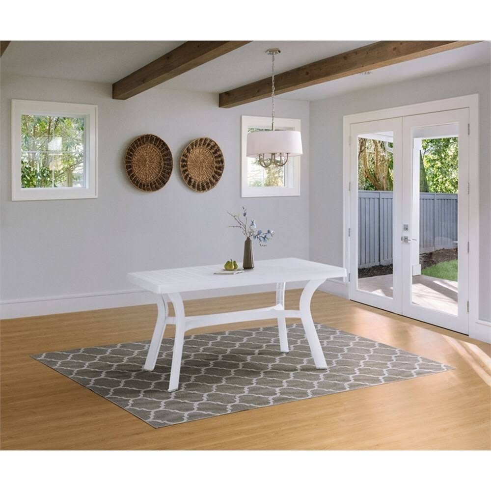 Atlin Designs 55x22 Resin Patio Dining Table in White
