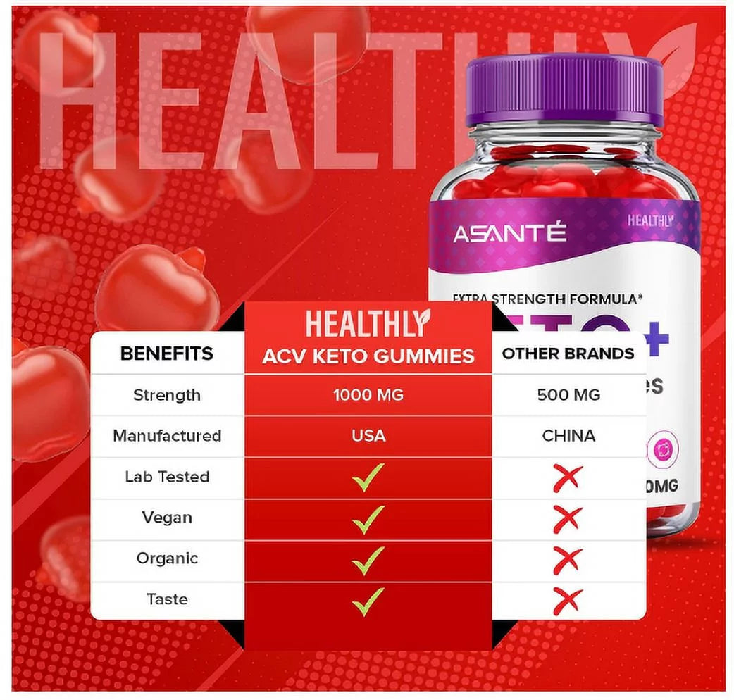 (3 Pack) Asante Keto ACV Gummies for Weight Loss Apple Cider Vinegar Vitamin B12 (180 Gummies)