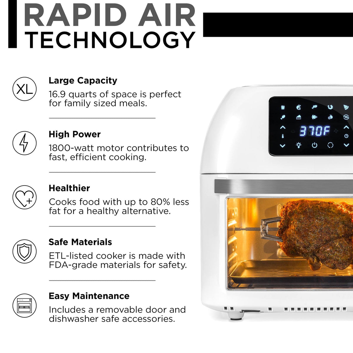 Best Choice Products 16.9qt 1800W 10-in-1 Family Size Air Fryer Countertop Oven, Rotisserie, Dehydrator - White