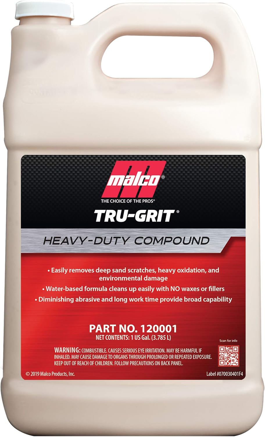 Malco Tru Grit - Heavy Duty Buffing and Polishing Compound for Cars/Automotive Paint Correction and Detailing/Removes 1000-1500 Grit Sand Scratches / 1 Gallon (120001)