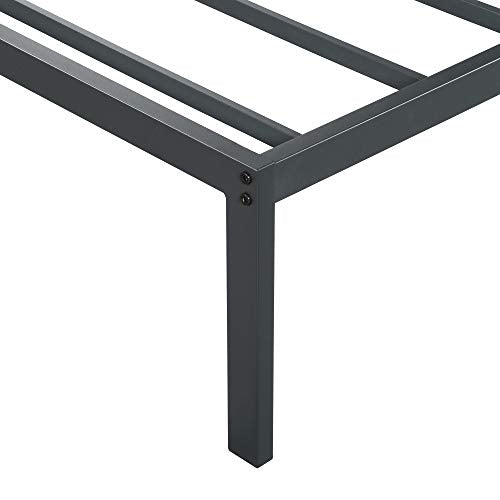 PrimaSleep 18 Inch Tall Heavy Duty Steel Slat Bed Frame/Anti-Slip Support/Easy Assembly Mattress Foundation/No Noise/No Box Spring Needed/Full/Black