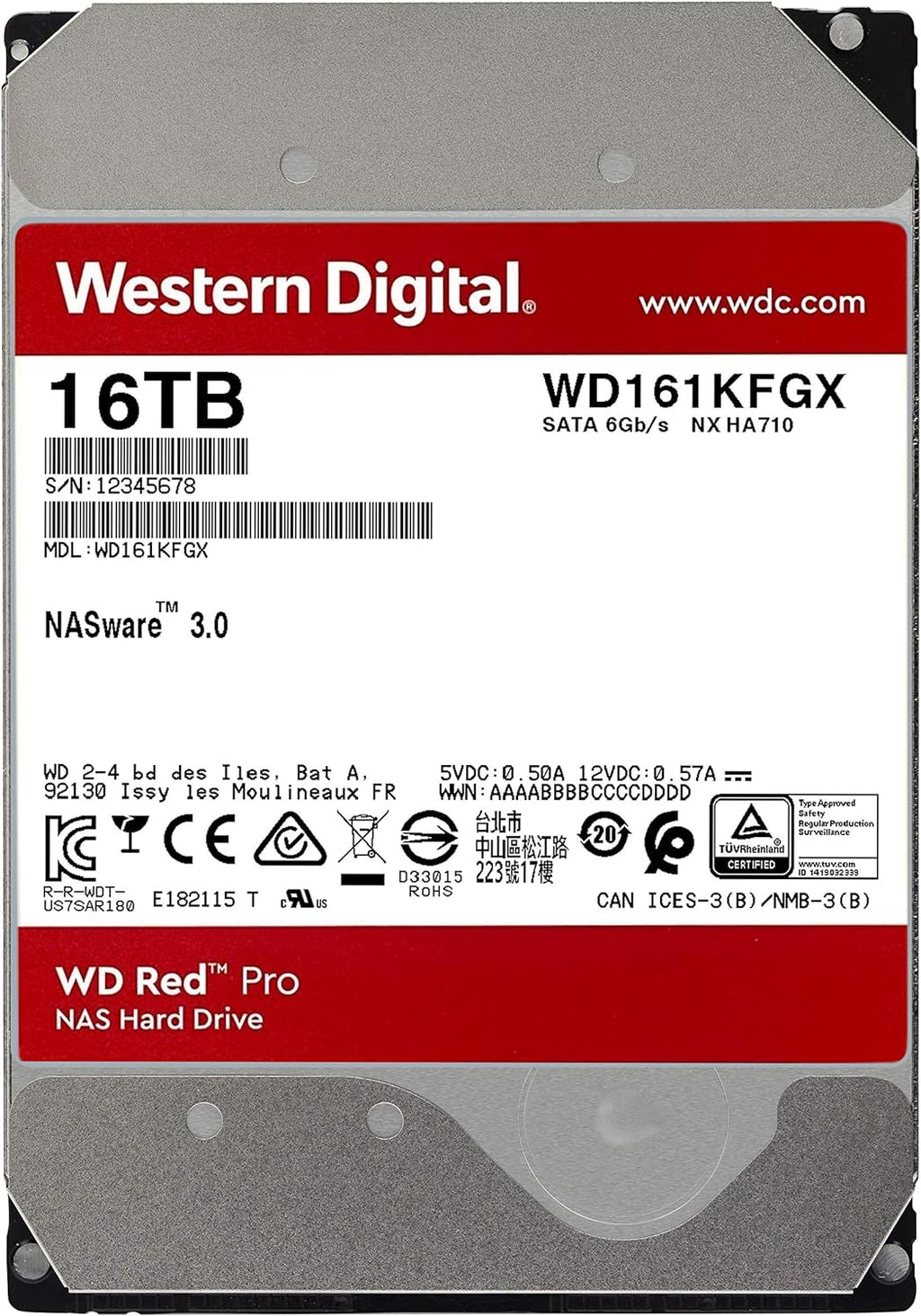 Western Digital 4TB WD Red Pro NAS Internal Hard Drive HDD - 7200 RPM, SATA 6 Gb/s, CMR, 256 MB Cache, 3.5 - WD4003FFBX