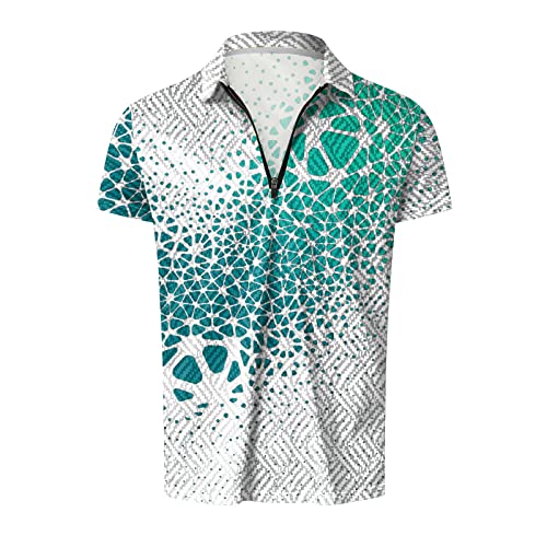 Mens Printed Outfits Zipper Short Sleeve Lapel Shirts Short 2 Piece Outfits Sets For Men Summer Beach Outfits Suits