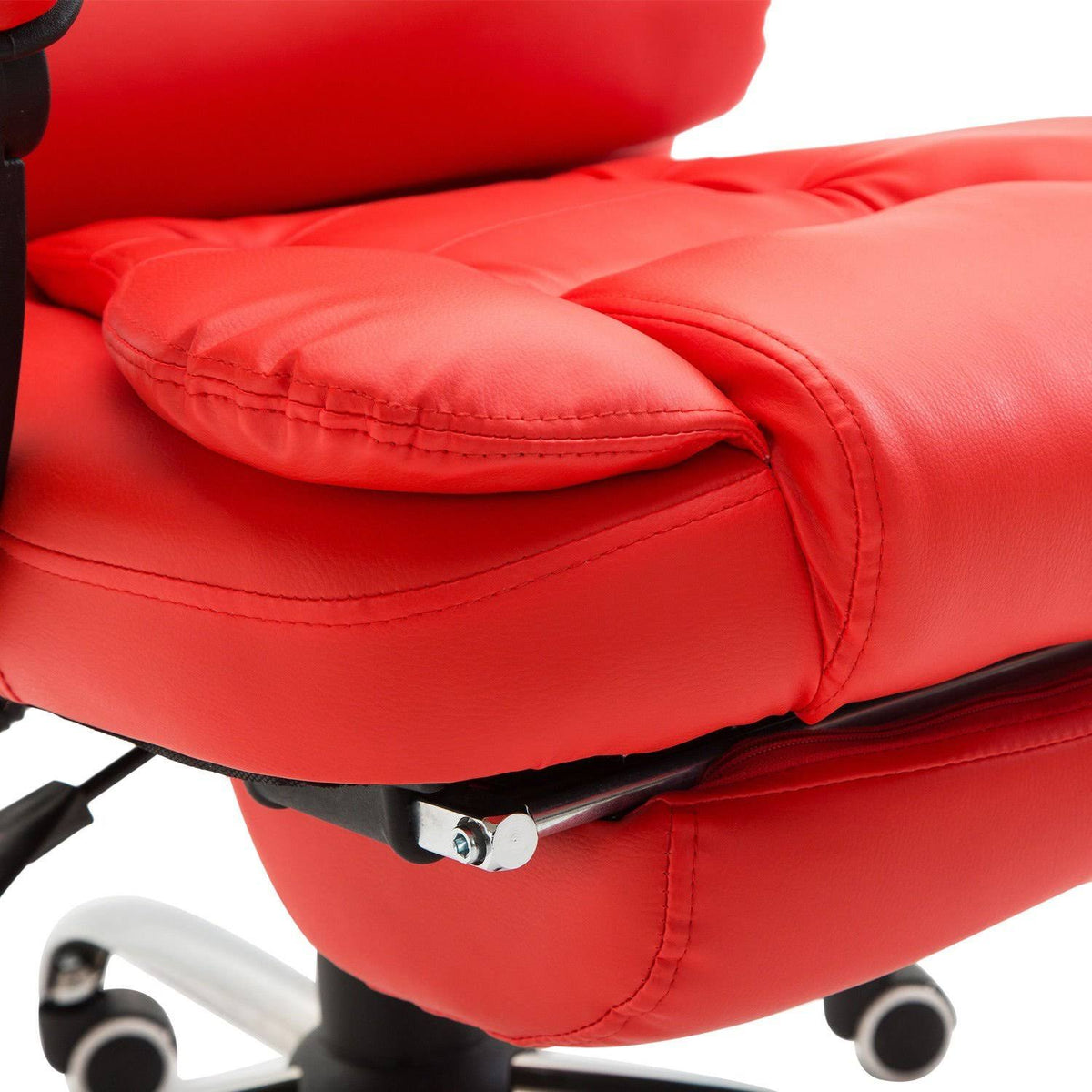 HOMCOM Reclining PU Leather Executive Home Office Chair with Footrest - Red