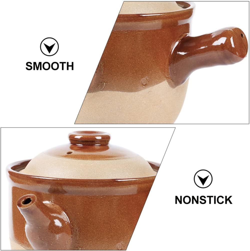 Traditional Chinese Medicine Casserole Retro Skillet Pottery Clay Chinese Medicine Pot Pitcher Teapot Stew Pot Ramen Gift,001,25x19cm (1 22x17.5cm)