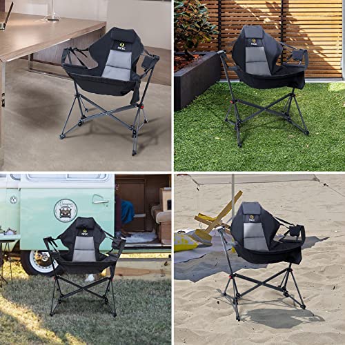Nice C Hammock Camping Chair, Camping Chair Rocker, Swinging Chair, High Back with Stand, Cup Holder, Side Pocket, Heavy Duty (1-Pack)