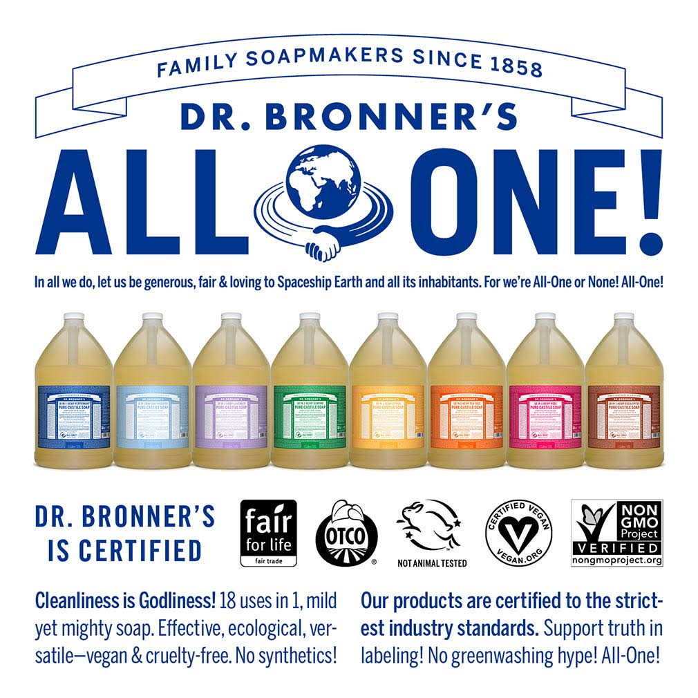 Dr. Bronner's Pure-Castile Liquid Soap - Peppermint, 1 Gallon
