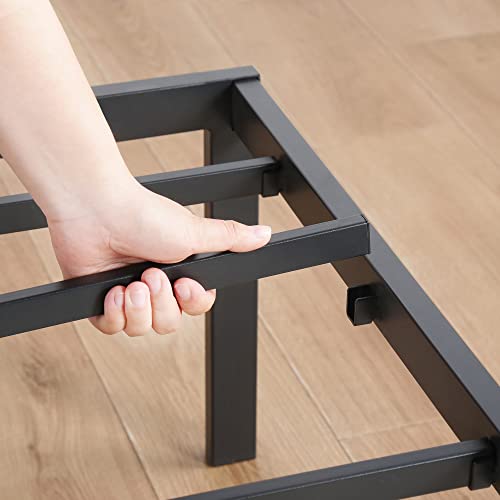 PrimaSleep 18 Inch Tall Heavy Duty Steel Slat Bed Frame/Anti-Slip Support/Easy Assembly Mattress Foundation/No Noise/No Box Spring Needed/Full/Black