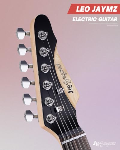 Leo Jaymz 39 Full Size ST Style Electric Guitar Starter Kit with SSH Pickup, 5W Portable Amp, Tuner, Gig Bag, Strap & Accessories (Violet Ocean)