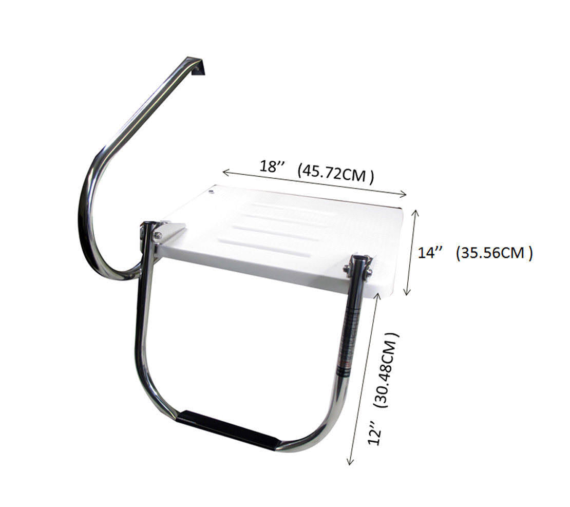 Pactrade Marine Boat Universal Fiberglass Swim Platform Under Mount Fold Down Ladder 1 Step Inboard One Rail