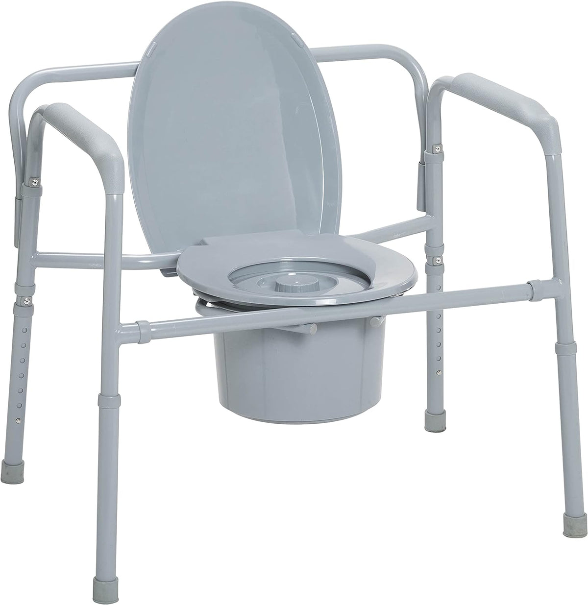 Drive Medical 11117N-1 Bariatric Commode Chair for Toilet with Arms, Gray