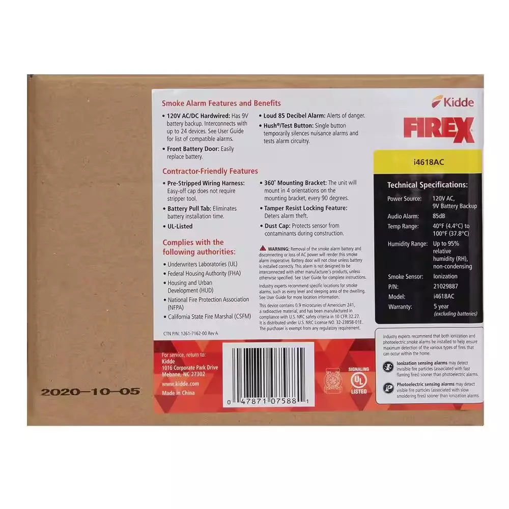2025 Firex 4-Pack Hardwired Smoke Detector with Ionization Sensor